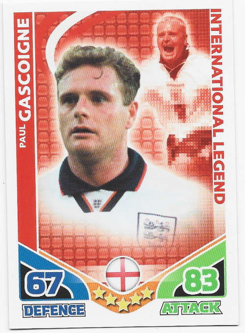 PAUL GASCOINE (Eng.) - TOPPS `MATCH ATTAX WORLD CUP 2010` - `INTERNATIONAL LEGEND` TRADING CARD