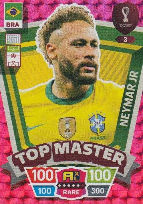 NEYMAR Jr - PANINI `FIFA WORLD CUP 2022` QATAR - RARE `TOP MASTER` TRADING CARD 3
