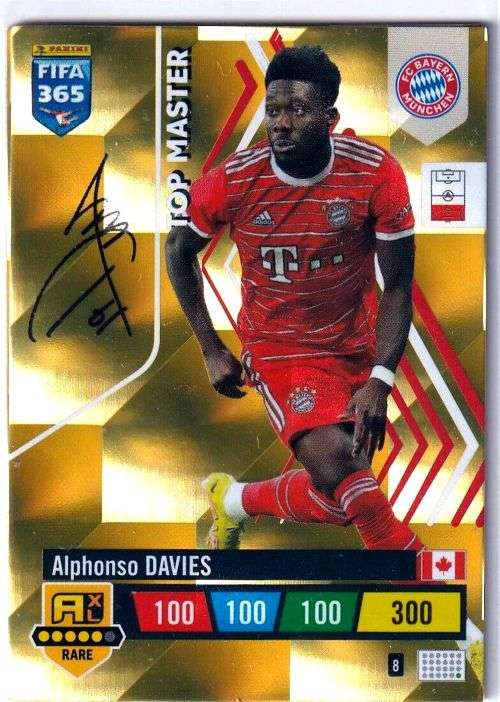 ALPHONSO DAVIES - PANINI `FIFA 365 COLLECTION` 2023 - GOLD `TOP MASTER` FOIL TRADING CARD 8
