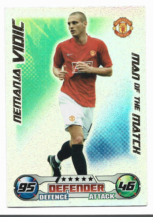 NEMANDJA VIDIC - TOPPS `MATCH ATTAX EXTRA` 2008/09 - FOIL `Man of the Match` trading card