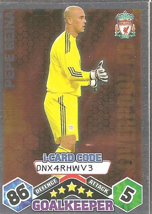 PEPE REINA - TOPPS `MATCH ATTAX` 2009/10 - FOIL `I CARD` TRADING CARD