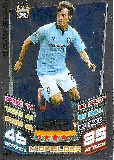 DAVID SILVA - TOPPS `MATCH ATTAX` 2012/2013 - FOIL `STAR PLAYER` TRADING CARD