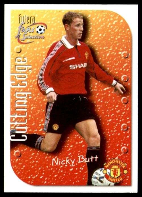 NICKY BUTT - MAN. UNITED `Futera Fans Selection 1999`- `EMBOSSED` TRADING CARD CE8