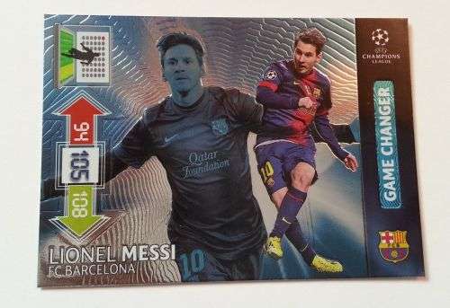 LIONEL MESSI - PANINI `CHAMPIONS LEAGUE UPDATES` 2013 - RARE `GAME CHANGER` FOIL TRADING CARD