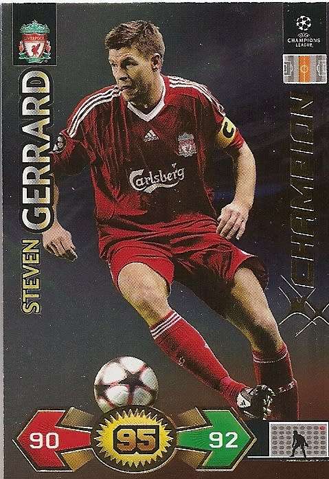 STEVEN GERARD - PANINI `CHAMPIONS LEAGUE S/STRIKES 2009/10` - GOLD`CHAMPION`TRADING CARD