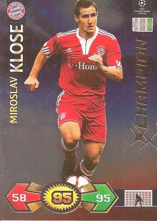 MIROSLAV KLOSE - PANINI `CHAMPIONS LEAGUE S/STRIKES 2009/10` - RARE `CHAMPION` TRADING CARD