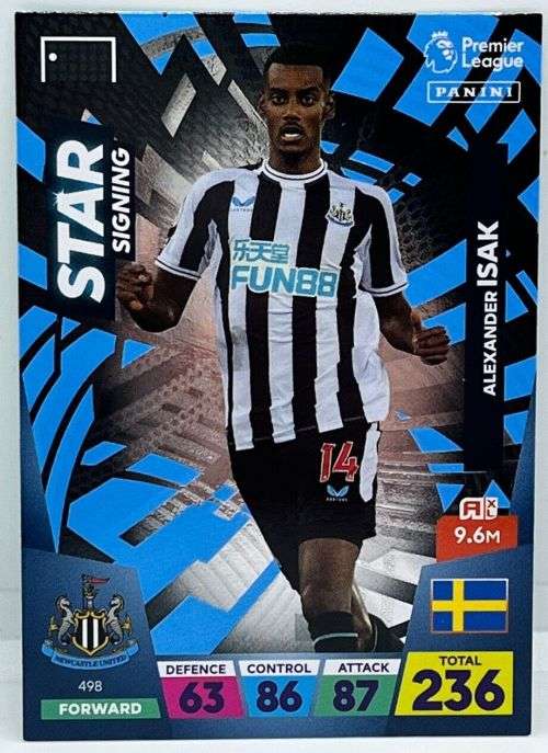 ALEXANDER ISAK - PANINI  English Premier League 2022/23 - `STAR SIGNING` TRADING CARD 498