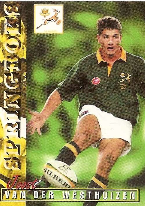 JOOST VAN DER WESTHUIZEN - RUGBY 1997 COLLECTION by PANINI - `BASE` TRADING CARD 21