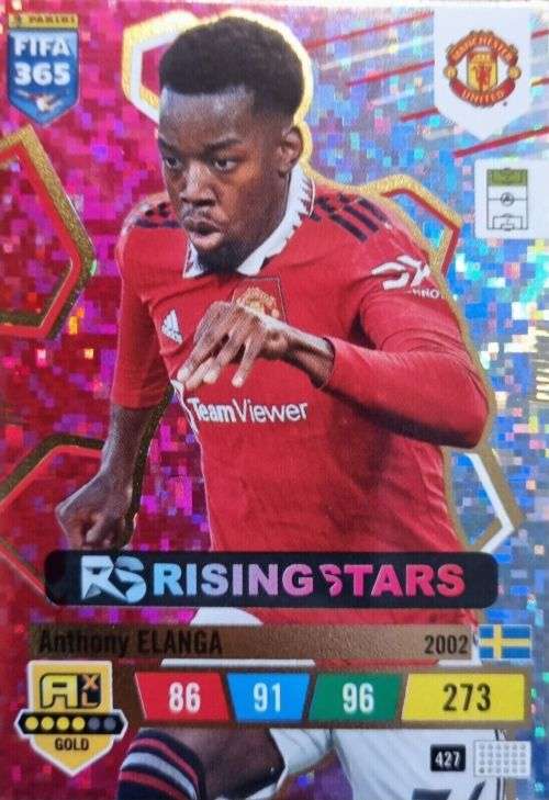 ANTHONY ELANGA - PANINI `FIFA 365 COLLECTION` 2023 - `RISING STAR` FOIL TRADING CARD 427