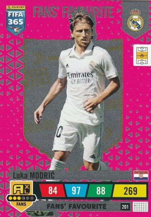 LUKA MODRIC - PANINI `FIFA 365 COLLECTION` 2023 - `FANS FAVORITE` FOIL TRADING CARD 201