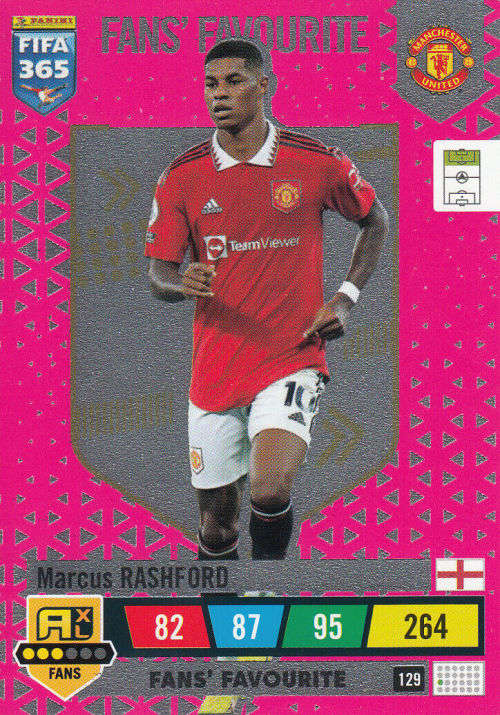 MARCUS RASHFORD - PANINI `FIFA 365 COLLECTION` 2023 - `FANS FAVORITE` FOIL TRADING CARD 129