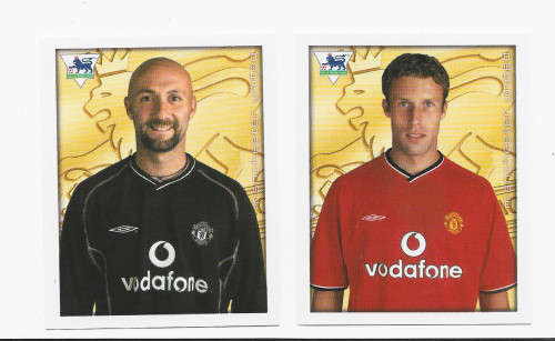 MANCHESTER UNITED FC - MERLIN Premier League Sticker collection 2001 - TEAM SET of 14 `STICKERS`