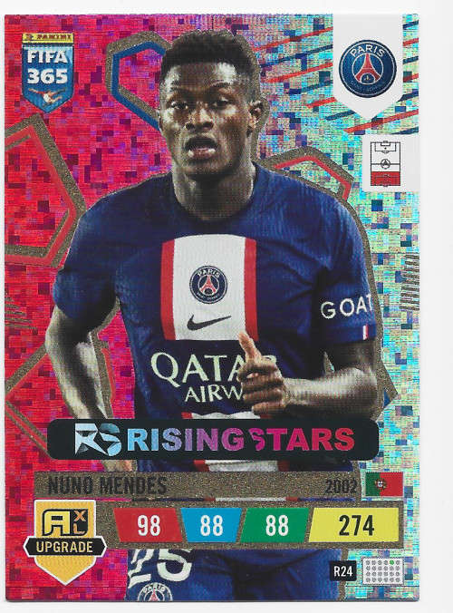 NUNO MENDES (PSG) - PANINI `FIFA 365 UPDATE COLLECTION` 2023 -`RISING STAR`TRADING CARD R24