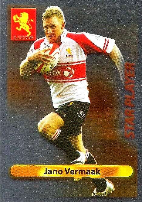 JANO VERMAAK (Lions) - BIG BALL RUGBY COLLECTION  2009 - FOIL `STAR PLAYER` TRADING CARD