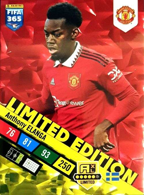 A. ELANGA (Man.United) - PANINI FIFA 365 COLLECTION 2023 -`LIMITED EDITION` FOIL TRADING CARD