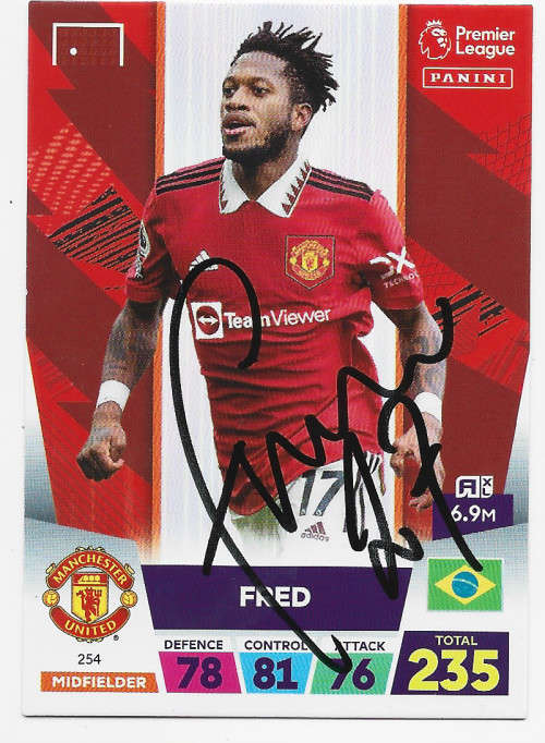 FRED (Man. United) - PANINI EPL 2023 -  Personally `AUTOGRAPHED` TRADING CARD