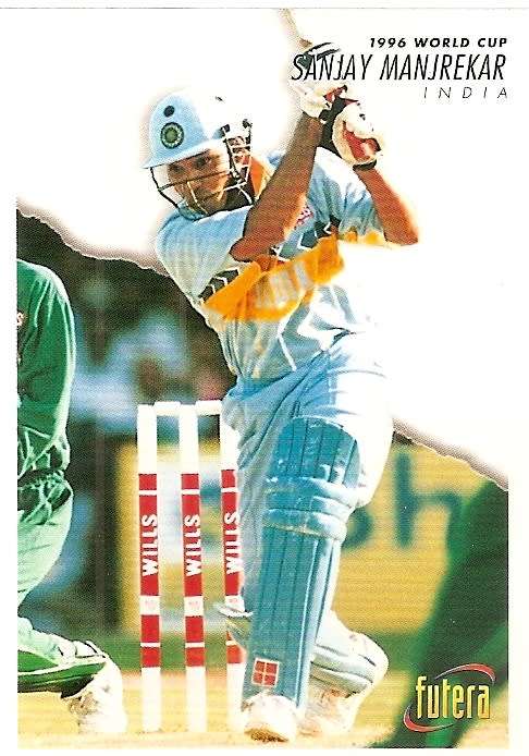SANJAY MANJREKAR (India) - 1996 FUTERA CRICKET WORLD CUP COLLECTION - BASE TRADING CARD 24