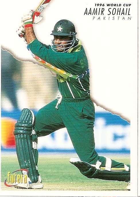 AAMIR SOHAIL (Pakistan) - 1996 FUTERA CRICKET WORLD CUP COLLECTION - BASE TRADING CARD 16