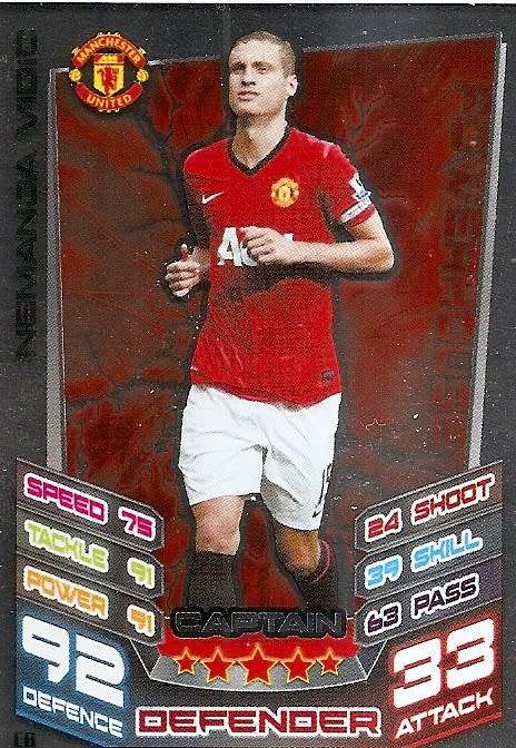 NEMANDJA VIDIC - TOPPS `MATCH ATTAX EXTRA` 2012/2013 - FOIL `CAPTAIN` TRADING CARD