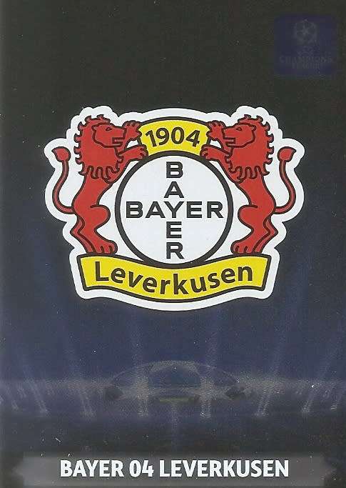 BAYER 04 LEVERKUSEN - PANINI `CHAMPIONS LEAGUE` 2013/2014 - FOIL `CLUB BADGE` TRADING CARD