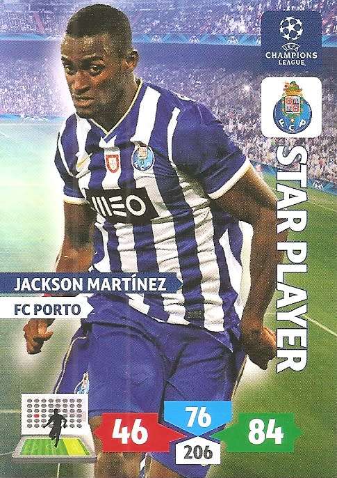 JACKSON MARTINEZ (Porto) - PANINI `CHAMPIONS LEAGUE` 2013/14 - `STAR PLAYER` TRADING CARD