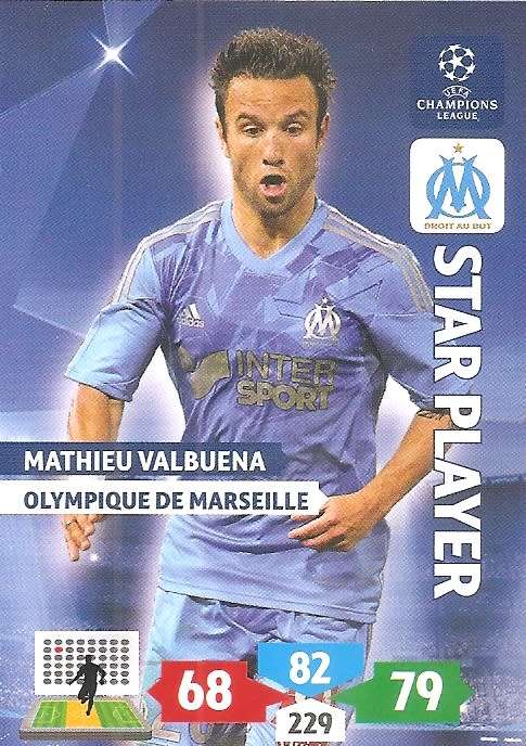 M. VALBUENA (Marseille) - PANINI `CHAMPIONS LEAGUE` 2013/14 - `STAR PLAYER` TRADING CARD