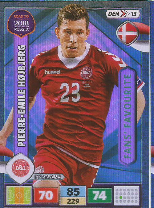 PIERRE E. HOJBERG - PANINI `Road to WORLD CUP 2018` - `FANS FAVOURITE`  FOIL TRADING CARD