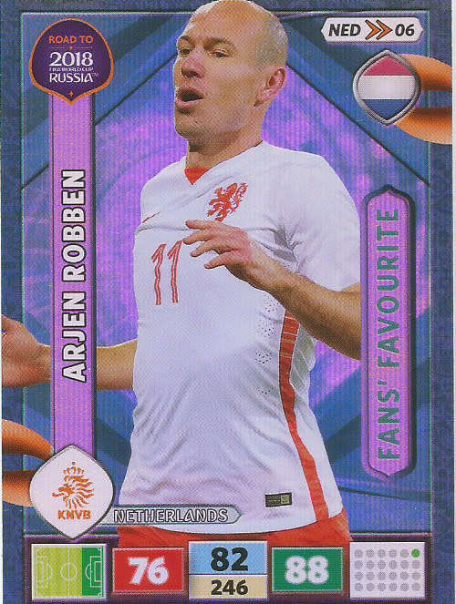 ARJEN ROBBEN - PANINI `Road to WORLD CUP 2018` - `FANS FAVOURITE`  FOIL TRADING CARD
