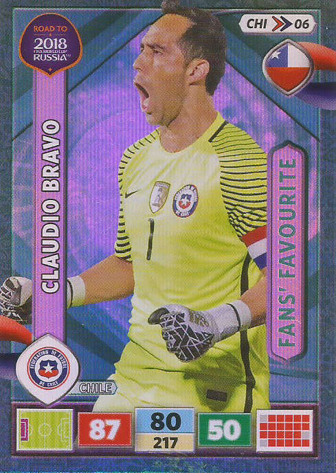 CLAUDIO BRAVO - PANINI `Road to WORLD CUP 2018` - `FANS FAVOURITE`  FOIL TRADING CARD