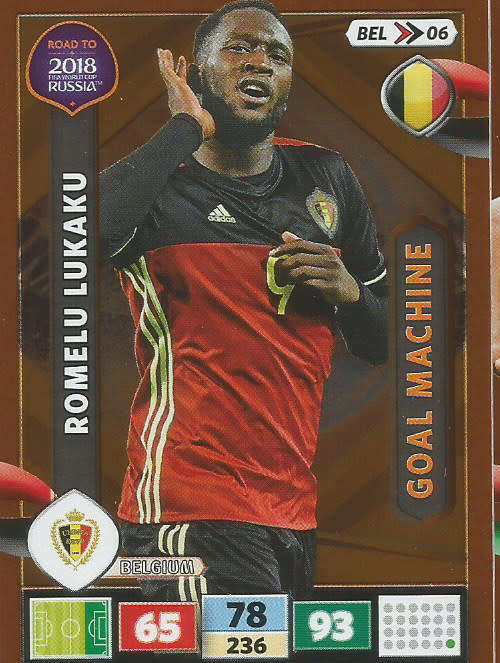 ROMELU LUKAKU - PANINI `Road to WORLD CUP 2018` - `GOAL MACHINE`  FOIL TRADING CARD