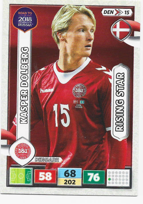 KASPER DOLBERG - PANINI `Road to WORLD CUP 2018` - `RISING STAR` TRADING CARD