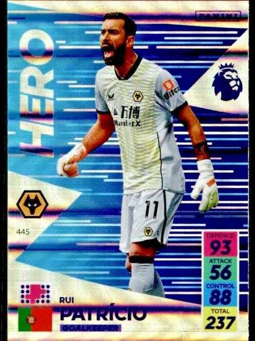 RUI PATRICIO - PANINI Adrenalyn EPL 2021/2022 - PLATINUM FOIL `HERO` TRADING CARD 445