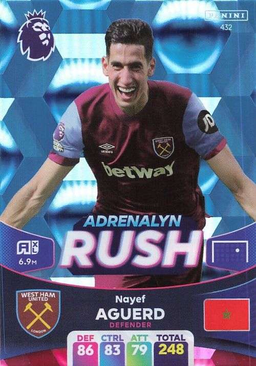 NAYET AGUERD - PANINI English Premier League 2023/24 -FOIL `ADRENALYN RUSH` TRADING CARD 432