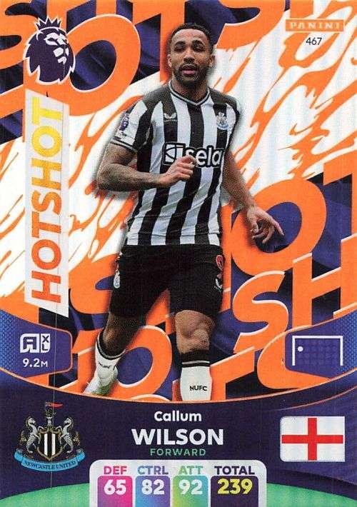 CALLUM WILSON - PANINI English Premier League 2023/24 -FOIL `HOTSHOT` TRADING CARD 467
