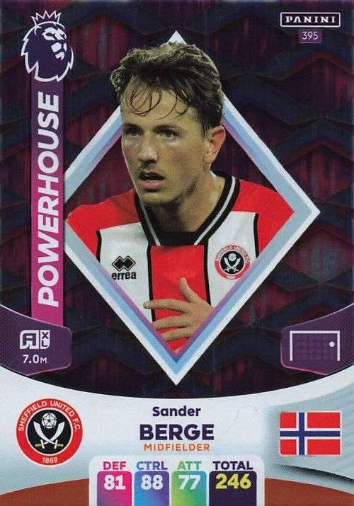 SANDER BERGE - PANINI English Premier League 2023/24 -FOIL `POWERHOUSE` TRADING CARD 395