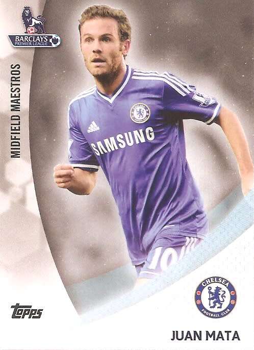 JUAN MATA (Chelsea) - TOPP AUTHENTICS 2013 - `MIDFIELD MAESTROS` TRADING CARD MMJM