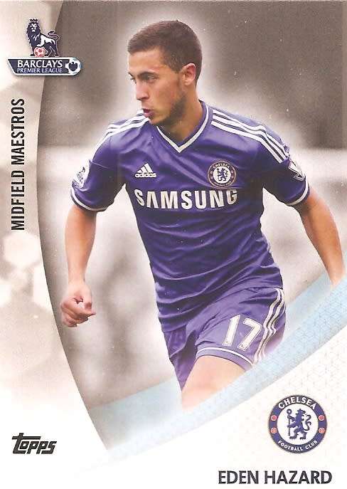 EDEN HAZARD (Chelsea) - TOPP AUTHENTICS 2013 -`MIDFIELD MAESTROS` TRADING CARD MMEH