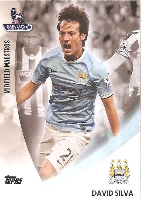 DAVID SILVA (Man. City) - TOPP AUTHENTICS 2013 -  `MIDFIELD MAESTROS` TRADING CARD MMDS
