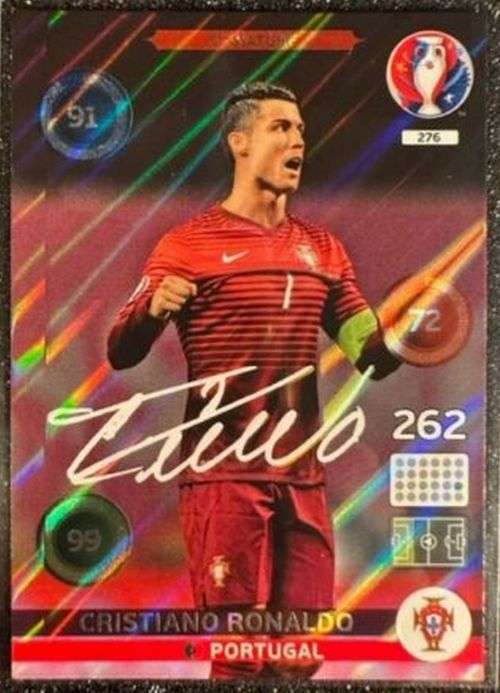 CRISTIANO RONALDO - PANINI `UEFA EURO 2016` COLLECTION - RARE `PRINTED SIGNATURE` TRADING CARD 276