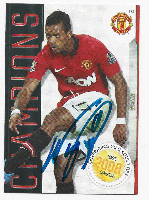 NANI - PANINI Manchester United `ADRENALYN 2014` -  Signed `CHAMPIONS` TRADING CARD