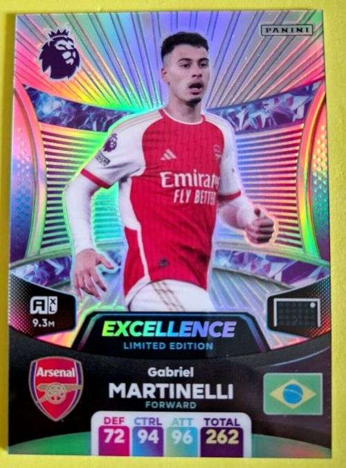 GABRIEL MARTINELLI - PANINI English Premier League 2023/24 - RARE `EXCELLENCE` TRADING CARD
