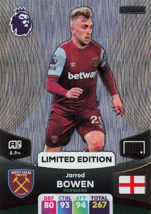 JAROD BOWEN - PANINI English Premier League 2023/24 -  `LIMITED EDITION` TRADING CARD