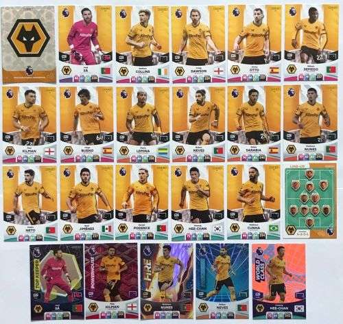 WOLVERHAMPTON - PANINI English Premier League 2023/24 - COMPLETE TEAM SET of 23 TRADING CARDS