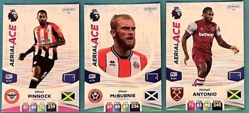 PANINI English Premier League 2023/24 - COMPLETE SET of 3 `AERIAL ACE` FOIL TRADING CARDS