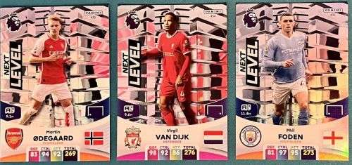 PANINI English Premier League 2023/24 - COMPLETE SET of 3 `NEXT LEVEL` FOIL TRADING CARDS