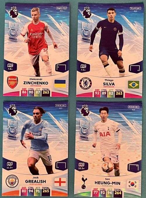 PANINI English Premier League 2023/24 - COMPLETE SET of 4 `ICE` FOIL TRADING CARDS