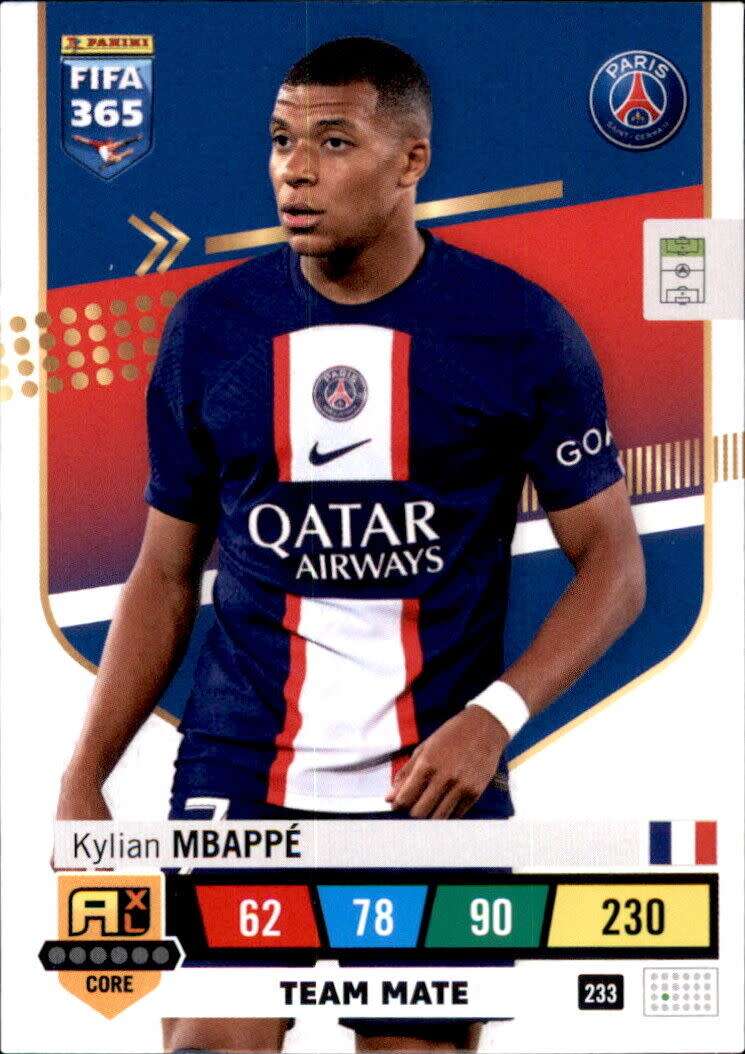 KYLIAN MBAPPE - PANINI `FIFA 365 COLLECTION` 2023 - `BASE`TRADING CARD 233