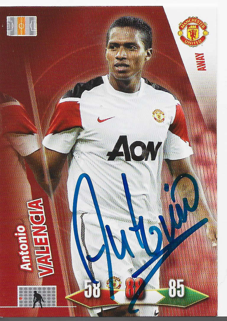 ANTONIO VALENCIA - PANINI `MANCHESTER UNITED 2011` COLLECTION - Personally Signed Trading Card
