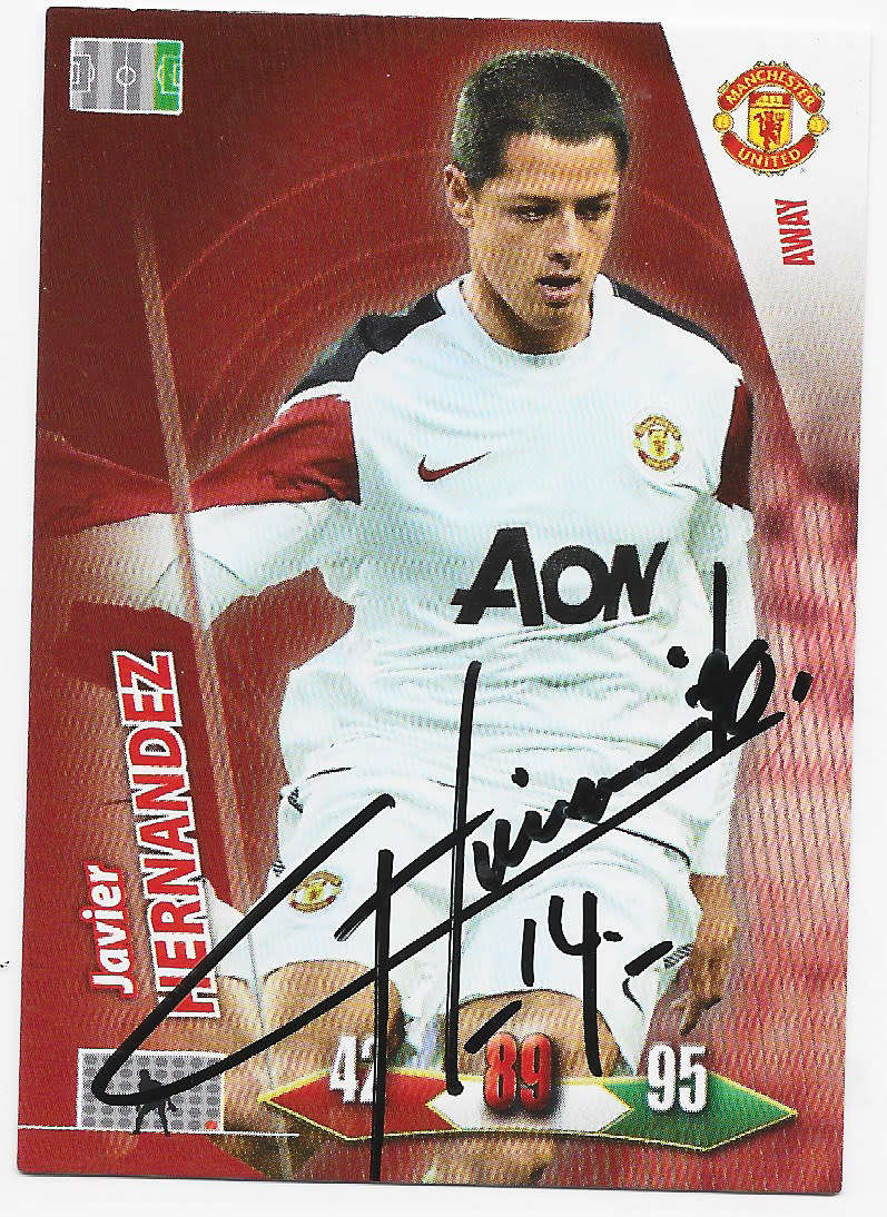 JAVIER HERNANDEZ - PANINI `MANCHESTER UNITED 2011` COLLECTION - Personally Signed Trading Card