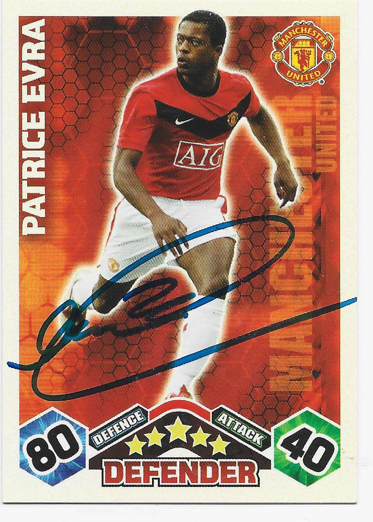 PATRICE EVRA (Man. United)- TOPPS `MATCH ATTAX` 2010 COLLECTION - Personally Signed Trading Card